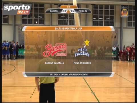SportoTV.lt: BBL: Rygos "Barons/Kvartals" - Pasvalio "Pieno Žvaigždės" 2013-10-29