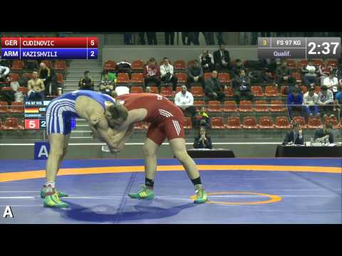 Qualification FS - 97 kg: Gennadij CUDINOVIC (GER) df. Viktor KAZISHVILI (ARM), 7-3
