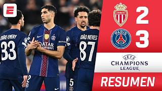 TREMENDA REMONTADA DEL PSG que le ganó 3-2 al MONACO con GOLES de Doué y Hakimi | Champions League