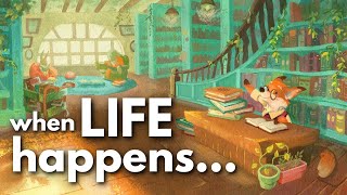 breaking out of the PERFECTIONIST mindset + cozy gouache library painting