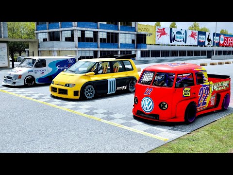 Volkswagen T1 Transporter LM917K vs Renault Espace F1 vs Ford Supervan 3 at Old Monza