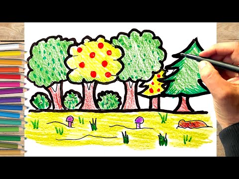 Dessin de forêt facile à faire, comment dessiner une forêt facile