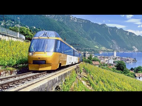 Les Avants - Montreux MOB GoldenPass railway Switzerland complete ride - Eisenbahn Schweiz