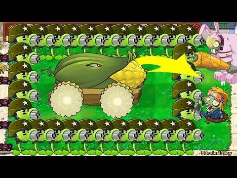99 Gatling Pea Cob Cannon vs 99 Gargantuar - Plants vs Zombies