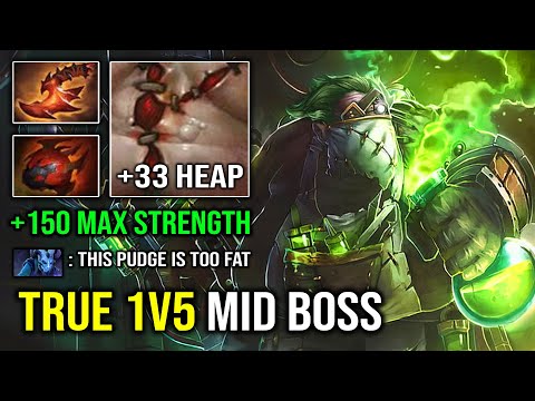 TRUE 1V5 FINAL BOSS +150 Max Strength Pudge Brutal AoE Rot Damage vs Hard Carry Riki Dota 2