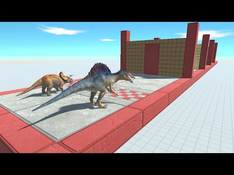 Dinosaur Race Through Blocks | Animal Revolt Battle Simulator