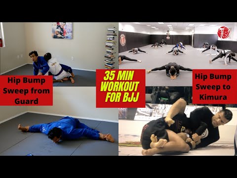 35 Min BJJ Workout, Hip Bump Sweep & Kimura | Cobrinha BJJ
