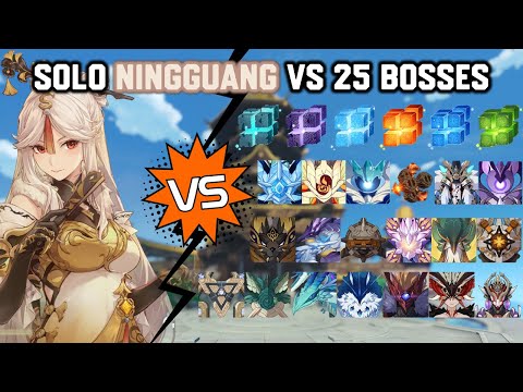 Solo C6 Ningguang vs 25 Bosses Without Food Buff | Genshin Impact