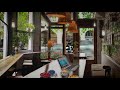 Coffee Shop Ambience ☕Cozy Rainy Day [ASMR Study & Relax] keyboard typing + Light Rain + people