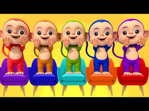 Five Little Monkeys | Learn Colors and Numbers | Children's Songs | RosieBoo in Spanish