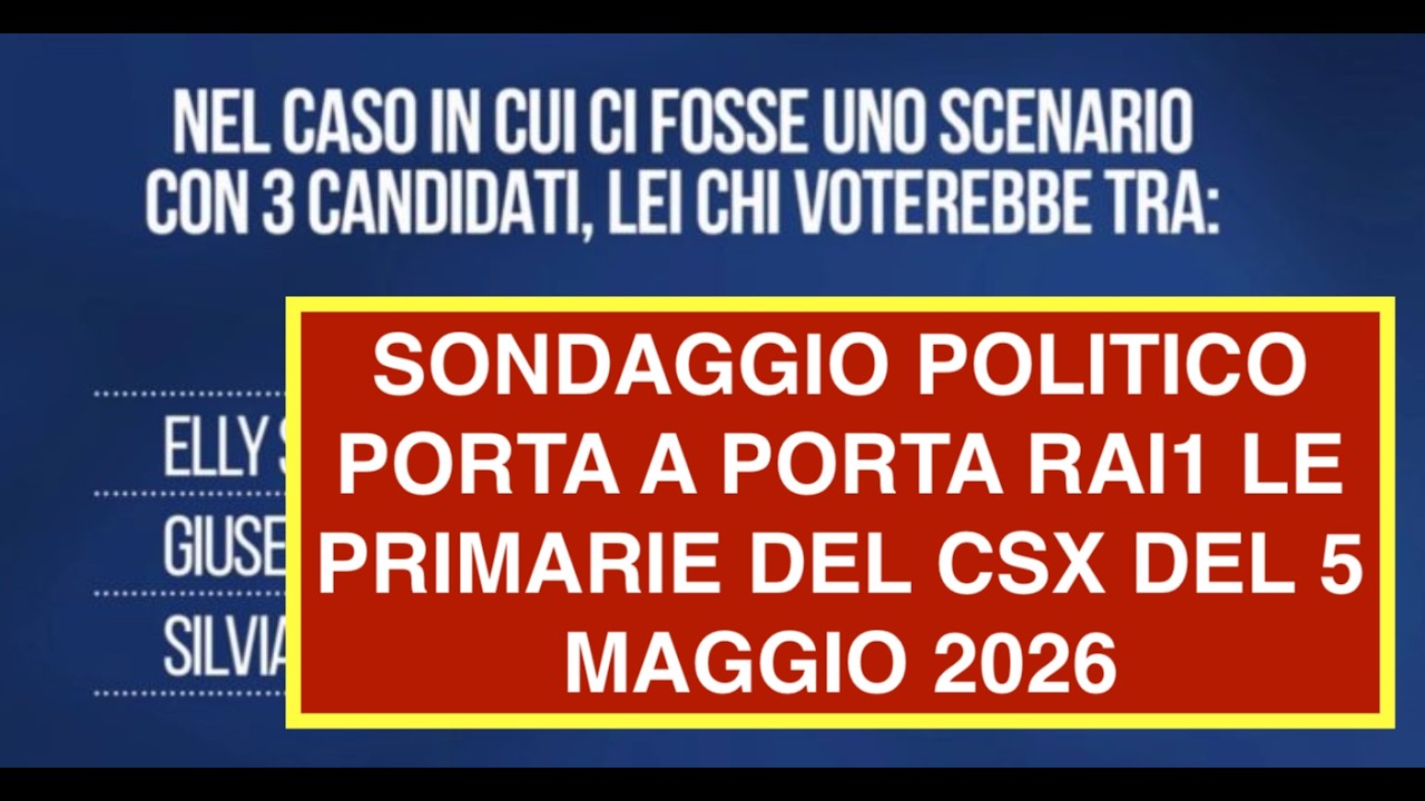SONDAGGIO POLITICO PORTA A PORTA RAI1 LE PRIMARIE DEL CSX DEL 5 MAGGIO 2026