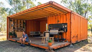 Man Builds Dream Container Home With a Fold-Out Terrace - Start to Finish