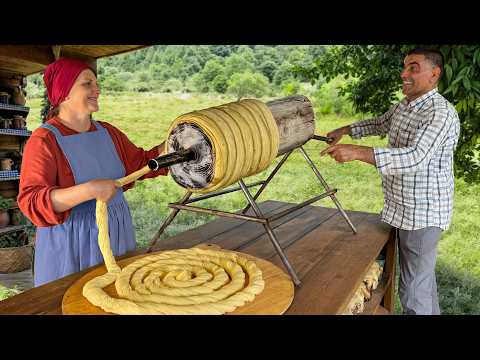 Making Really Crispy TRDELNIK with Cinnamon and Pistachios! Village Pastry