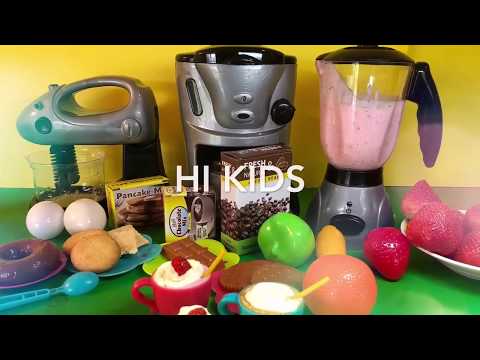 Toys For Kids Making cake, coffee & strawberry milkshake Kitchen Playset with Mixer, blender toys