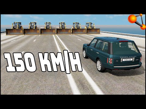RANGE ROVER vs 6 BULLDOZER! 150 Km/h CRASH TEST! - BeamNg Drive