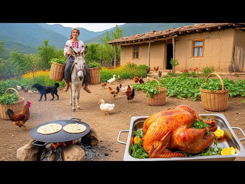 Village Life In Iran: Wonderful Chicken Cooking Under Fire & Baking Bread On Saj