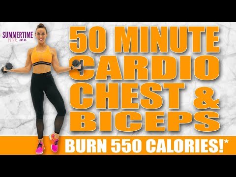 50 Minute HIIT Cardio Chest and Biceps Workout 🔥Burn 550 Calories! 🔥Sydney Cummings