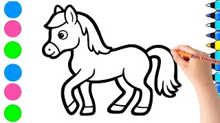 how to draw a horse step by step for kids !