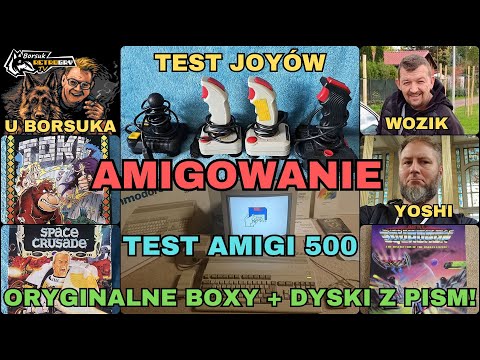 Borsuk Retro Gry TV: AMIGA - TEST A500  i JOYÓW + Oryginalne Boxy + Dyskietki z Pism (Wozik i Yoshi)