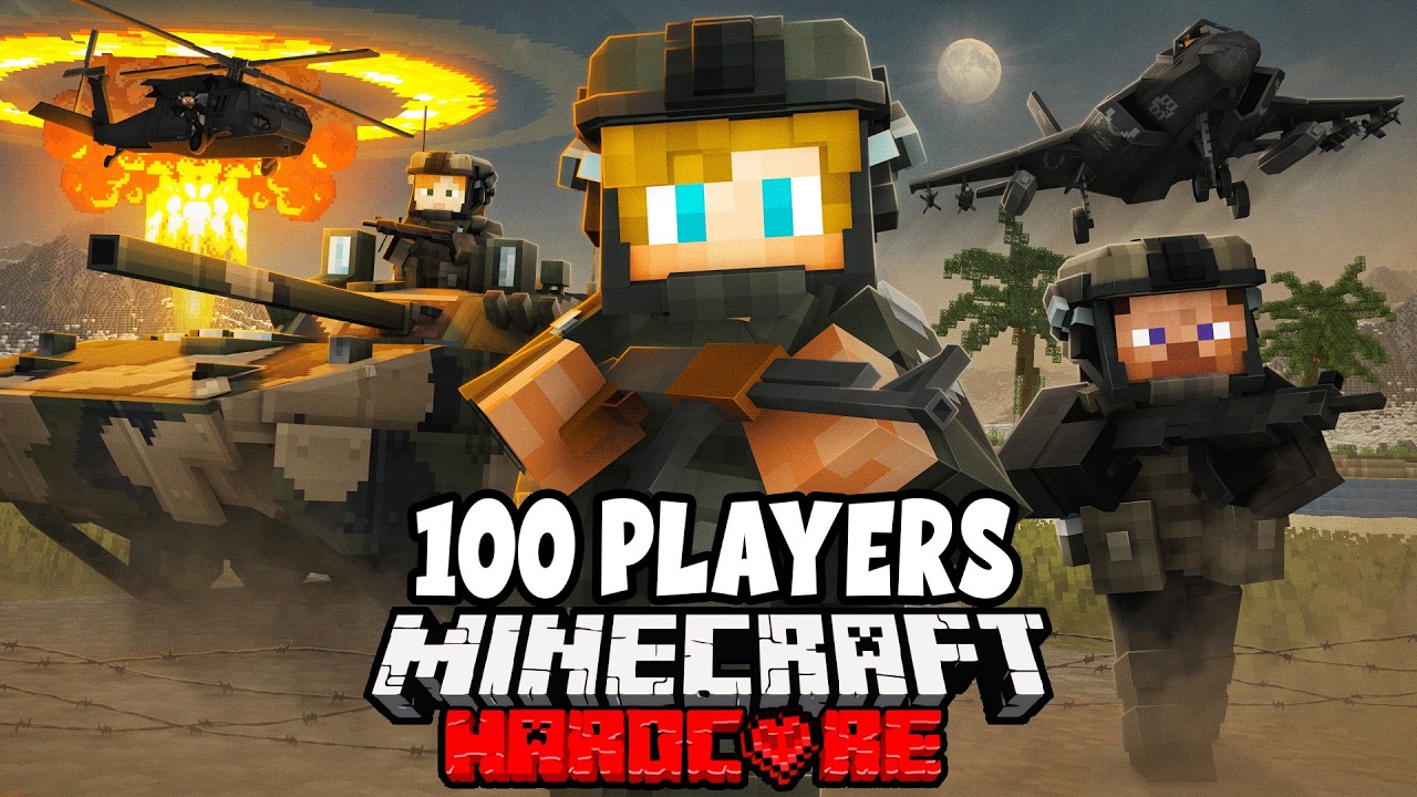 100 Players Simulate WAR in Minecraft