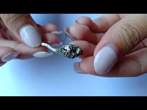 Sterling Silver, Garnet Gemstone, Snake Earrings ER 1145