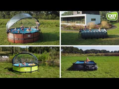 Бассейн каркасный с куполом EXIT черная кожа 427х122 см (песочный фильтр) + тепловой насос (30.67.14.20)