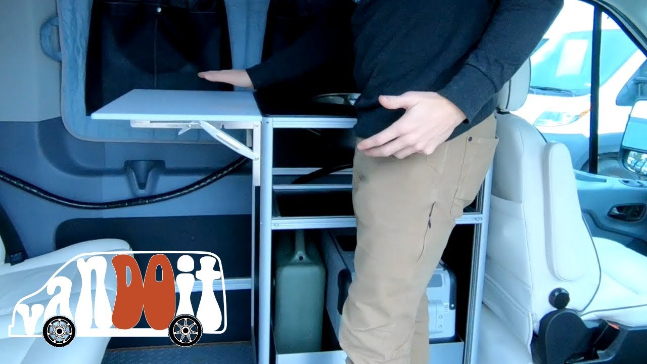 Watch video Ford Transit Camper Van - NEW Removable Kitchen Pod With Sink: A VanDOit Adventure Van Option Now Ford Transit Camper Van - NEW Removable Kitchen Pod With Sink: A VanDOit Adventure Van Option