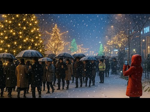 Walking Through a Snowy Seoul Night ❄️ | Myeongdong Christmas Atmosphere