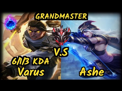 Deft (VARUS) vs ASHE - 6/1/3 KDA BOTTOM ADC GAMEPLAY - KR Ranked GRANDMASTER