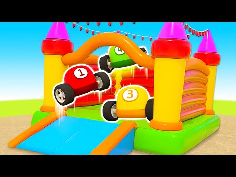 Lehrreicher Zeichentrickfilm für Kinder. Die Helfer Autos. Der Wettbewerb.