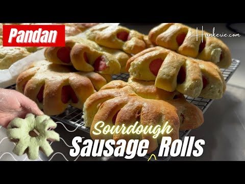 How to Shape Pandan Sausage Sourdough Rolls into Flower!