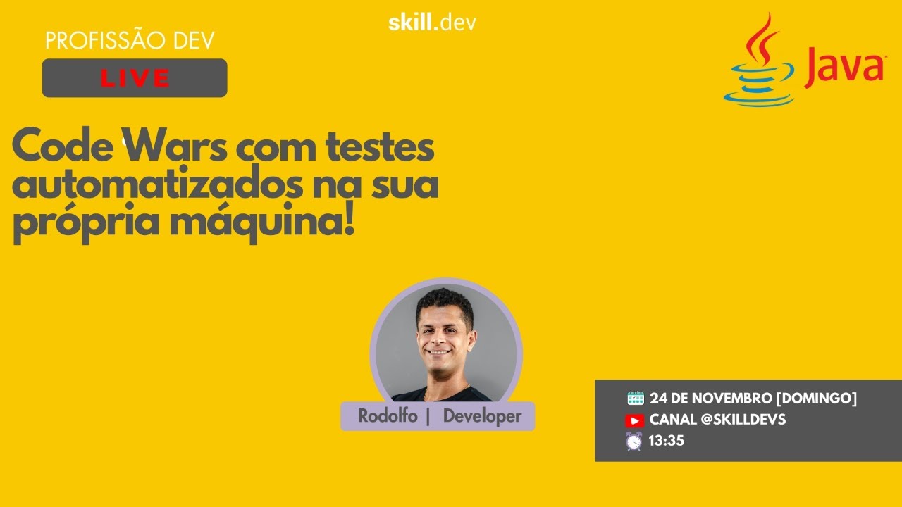 Live: Code Wars com Testes Automatizados em Java + Evento Exclusivo skill.dev