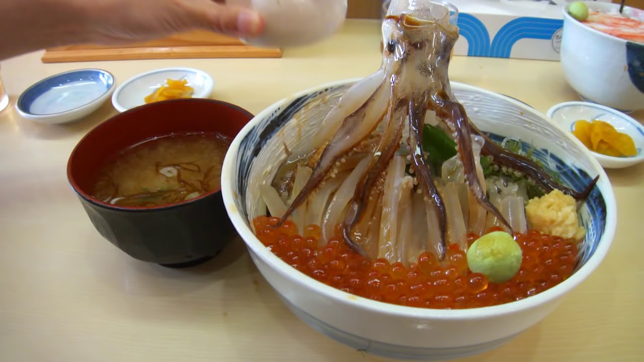 Dancing squid bowl dish in Hakodate
