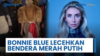 Bonnie Blue Lecehkan Bendera Merah Putih Ditemani Pria Bertopeng di Lokasi Depan KBRI London