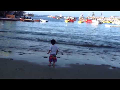 Aarav Dangar playing on Catalina Island beach