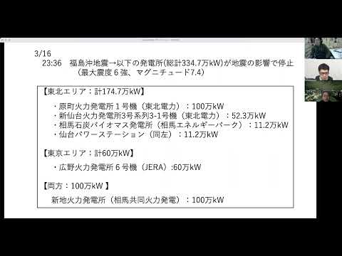 経済経営学科 第180回　メガネのおっさんたちが3月22日電力需給逼迫の解説と今後の課題を話し合う会