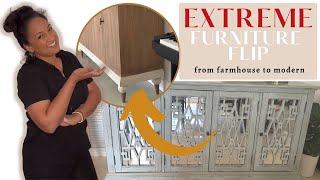 Adding Wood Veneer Completely Upgraded This Buffet Console! | DIY Furniture Flip