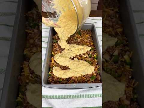 Easy Cheesy Tamale Pie Recipe | Ground Beef & Cornbread Casserole