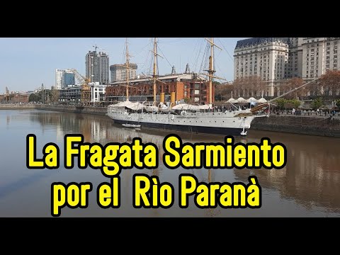 La Fragata A:R:A Sarmiento en su viaje por el Rìo Paranà Santa Fe y Rosario 1948. Jura de la Bandera