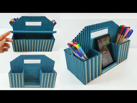 Transform Waste Paper into a Useful Desktop Organizer - Pen Holder and Phone Stand