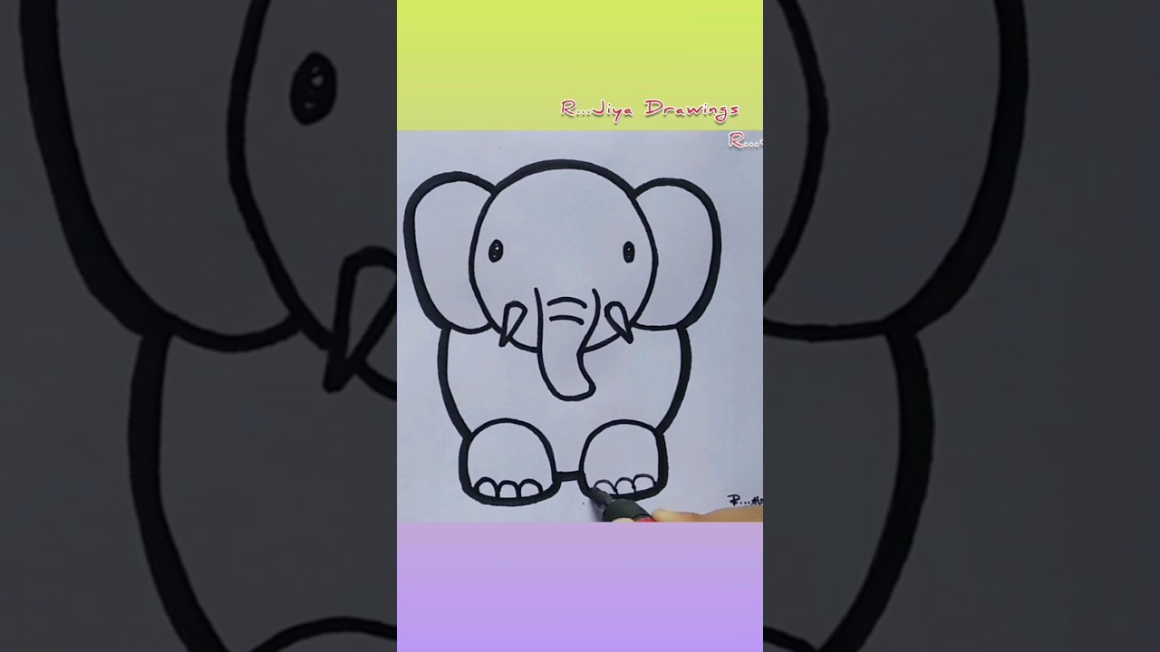cute elephant 🐘🐘🐘 outline drawing 🌈🌈🌈🌼🌈🌼🌈🌈🌈 cute drawings 🌈🌈🌈🌈🌈 #shortvideo #art #drawing   #shorts