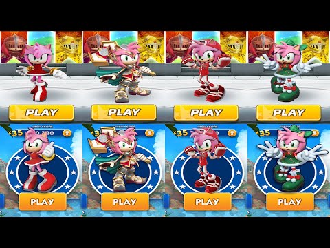 Sonic Forces vs Sonic Dash - Use All Amy Skins - Paladin, Jingle Belle, All Star and Normal Amy