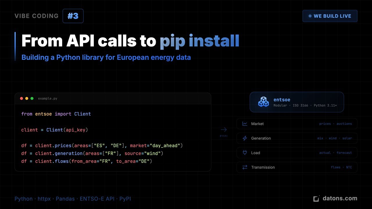 Vibe Coding #3 - Building a Python Library for an API | European Energy Data ENTSO-E