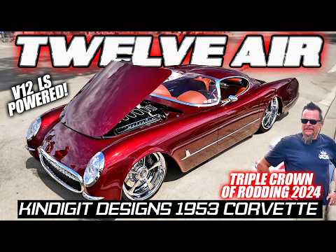 DAVE KINDIG CRUISES IN "Twelve Air" V-12 '53 Corvette! Triple Crown of Rodding 2024 Car Show Winner