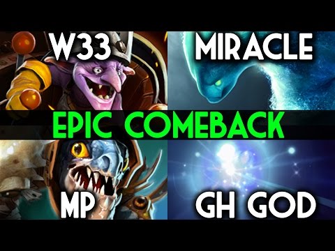 Dota 2 Allstar EU Pubs : Miracle- GH_GOD VS W33 MP Ranked Gameplay