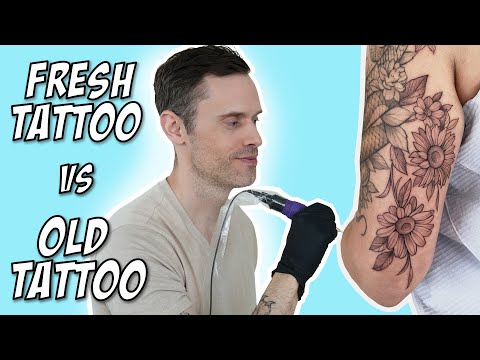 New Tattoo Added to an Old Tattoo...What She Got🤭 | Fine-Line Floral Tattoo Time Lapse