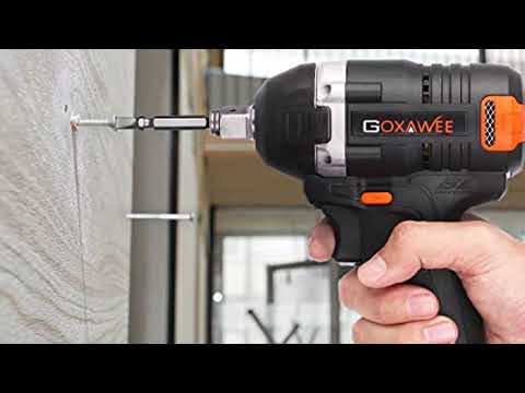 Cordless Impact Wrench   GOXAWEE 20V Electric Impact Driver 4 0Ah Battery, Brushless Motor, 1 2 & 1