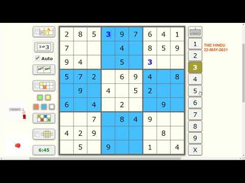 22 May 2021 | THE HINDU | SUDOKU | 4-STAR DIFFICULTY  | SOLUTION #SUDOKU #DAILY