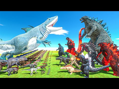 Epic Godzilla Dinosaur War - Team Dinosaurs vs Godzilla Size Comparison - ARBS