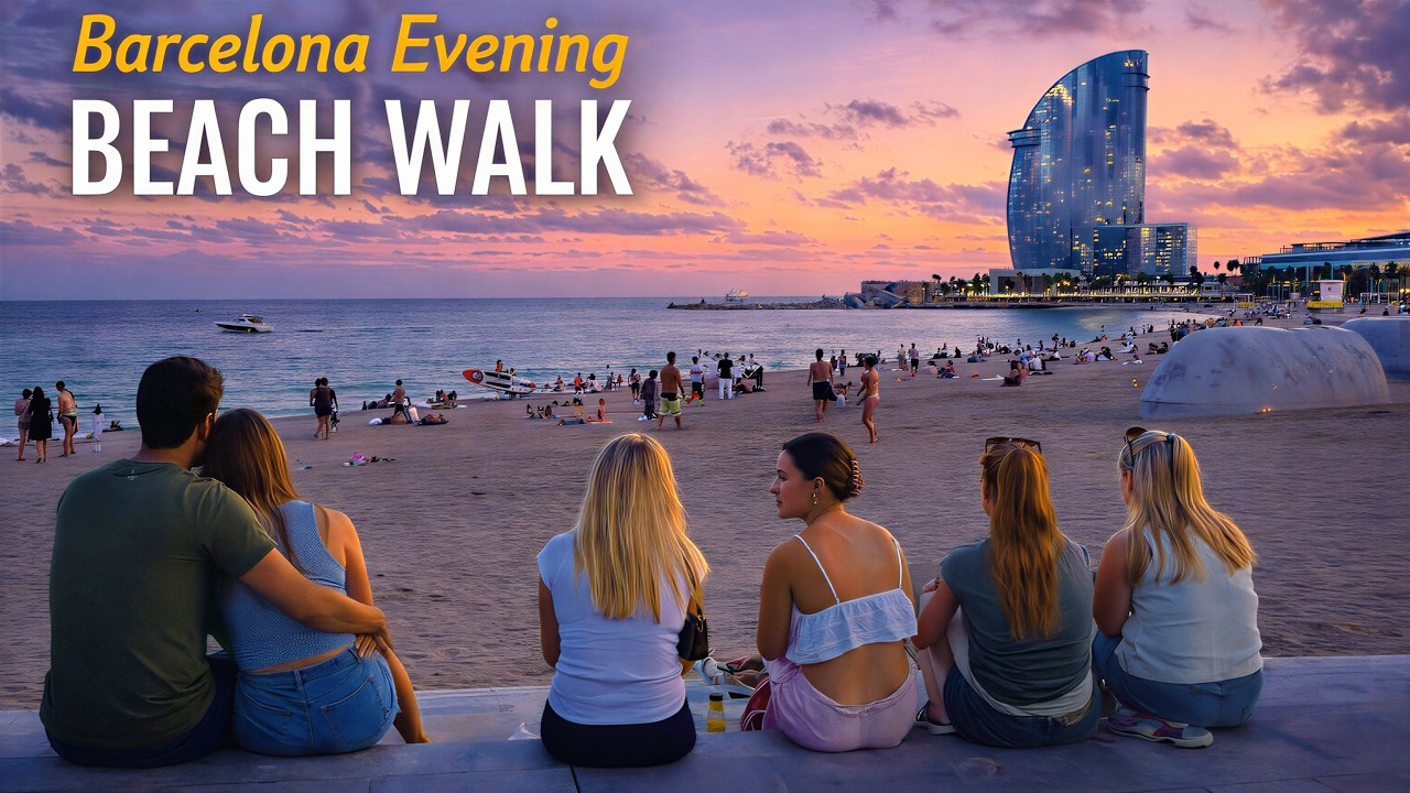 Immersive street-level walking tour through Barcelona Evening Beach Walk, Spain, showcasing authentic urban landscapes, local architecture, and the vibrant atmosphere of the city's neighborhoods